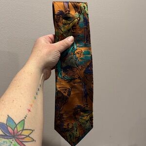 Artistic Orange and Blue Tie